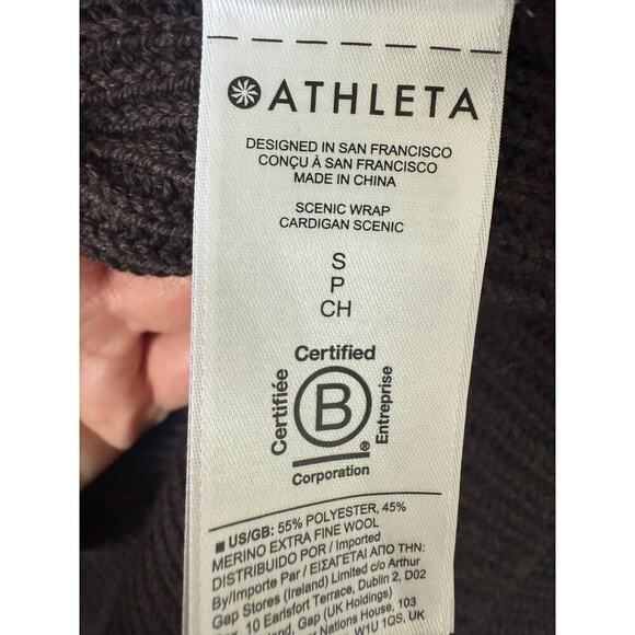 ATHLETA | Scenic Wrap Long Cardigan Sweater Wool Walnut Brown Quiet Luxury Sz S - Picture 9 of 9